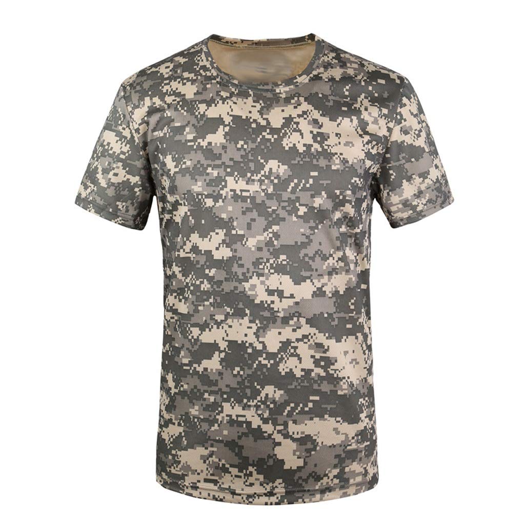 Men's Quick Dry Camouflage T-Shirt - Breathable Summer Short Sleeve Tee for Fitness & Outdoor Activities | Moisture Wicking Activewear for Hiking, Gym & Casual Wear (Color: A, Size: L)
