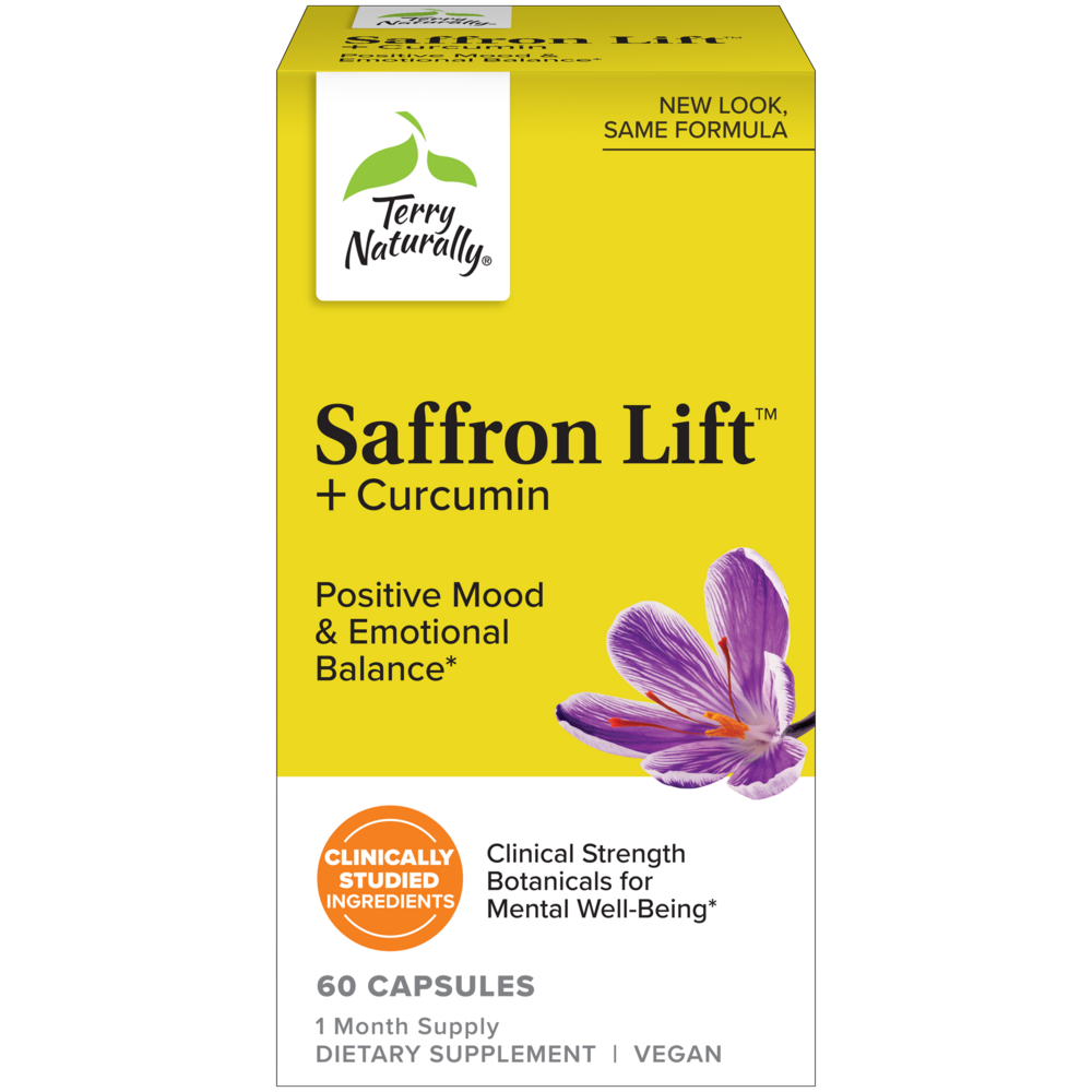 Terry Naturally Saffron Lift® + Curcumin Supplement - Mood Support & Antioxidant Boost - Perfect for Stress Relief & Daily Wellness