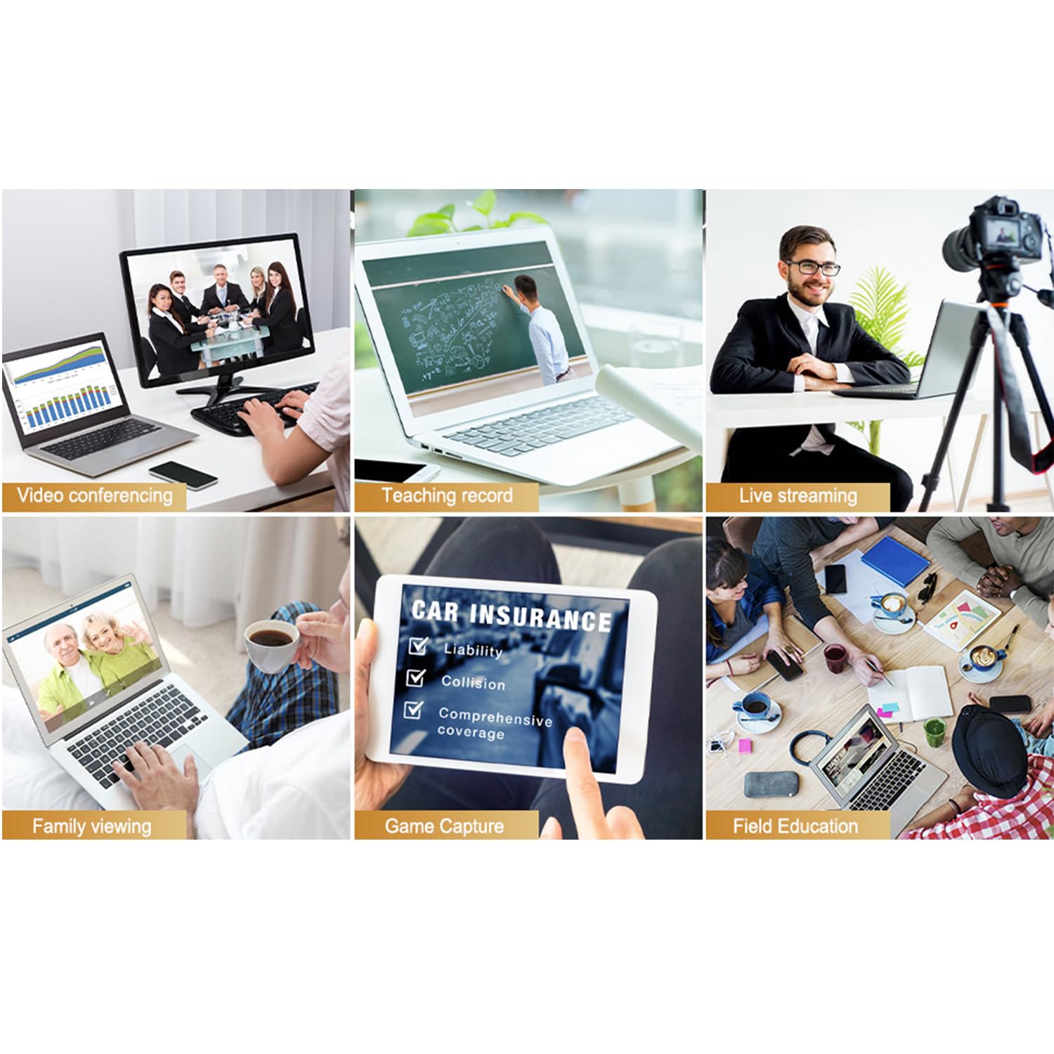 HDMI to USB 3.0 Capture Card with 1.8m Cable - 1080P 60fps USB Audio Video Grabber for Live Streaming, Gaming, Video Conference & Teaching | Perfect for Twitch, YouTube, Zoom & Online Classes