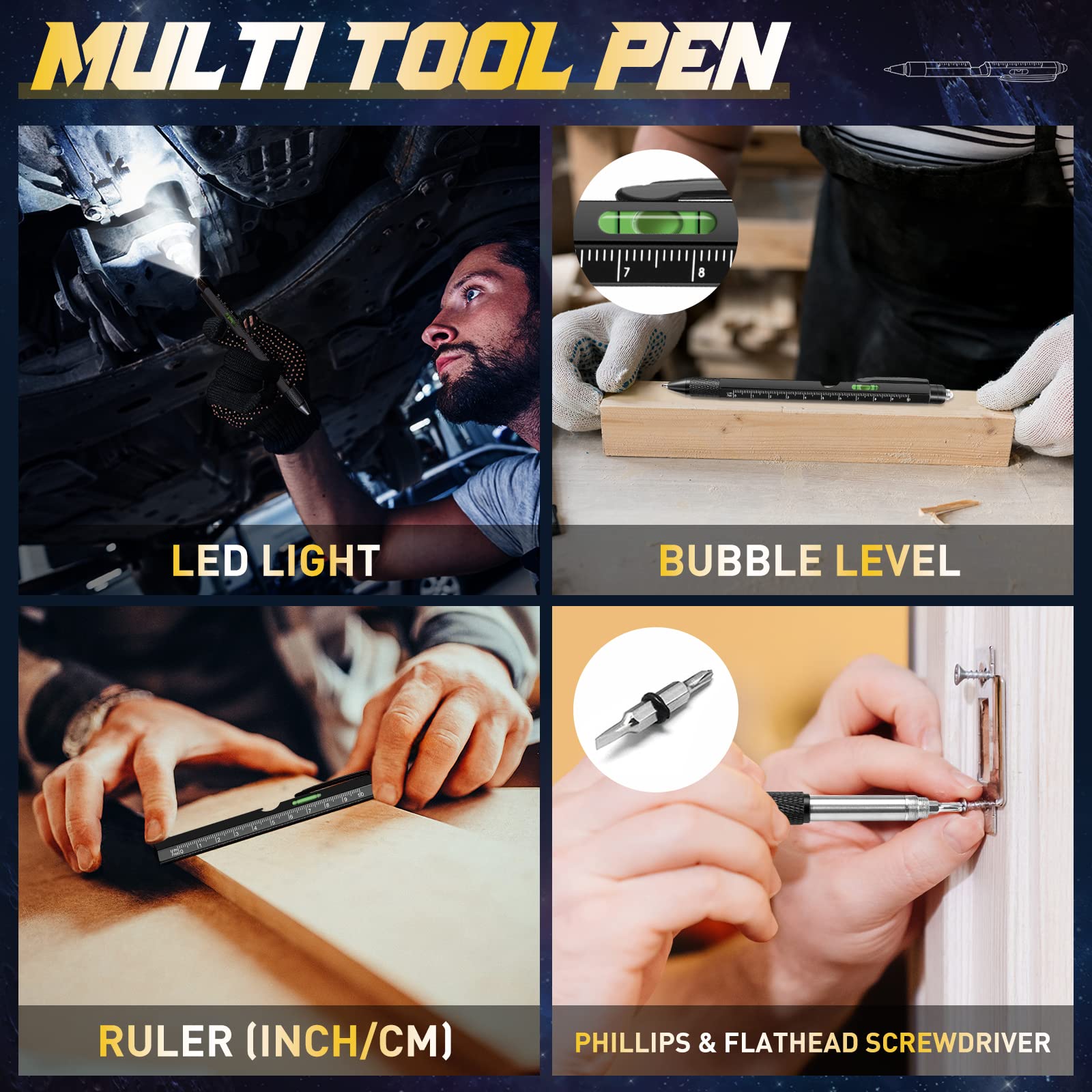 9-in-1 Multitool Pen for Men - Perfect Father's Day Gift for Dad, Husband, Boyfriend & Grandpa | Cool Gadgets & Practical Tools for Everyday Carry, DIY Projects, Camping, Office & Emergency Use