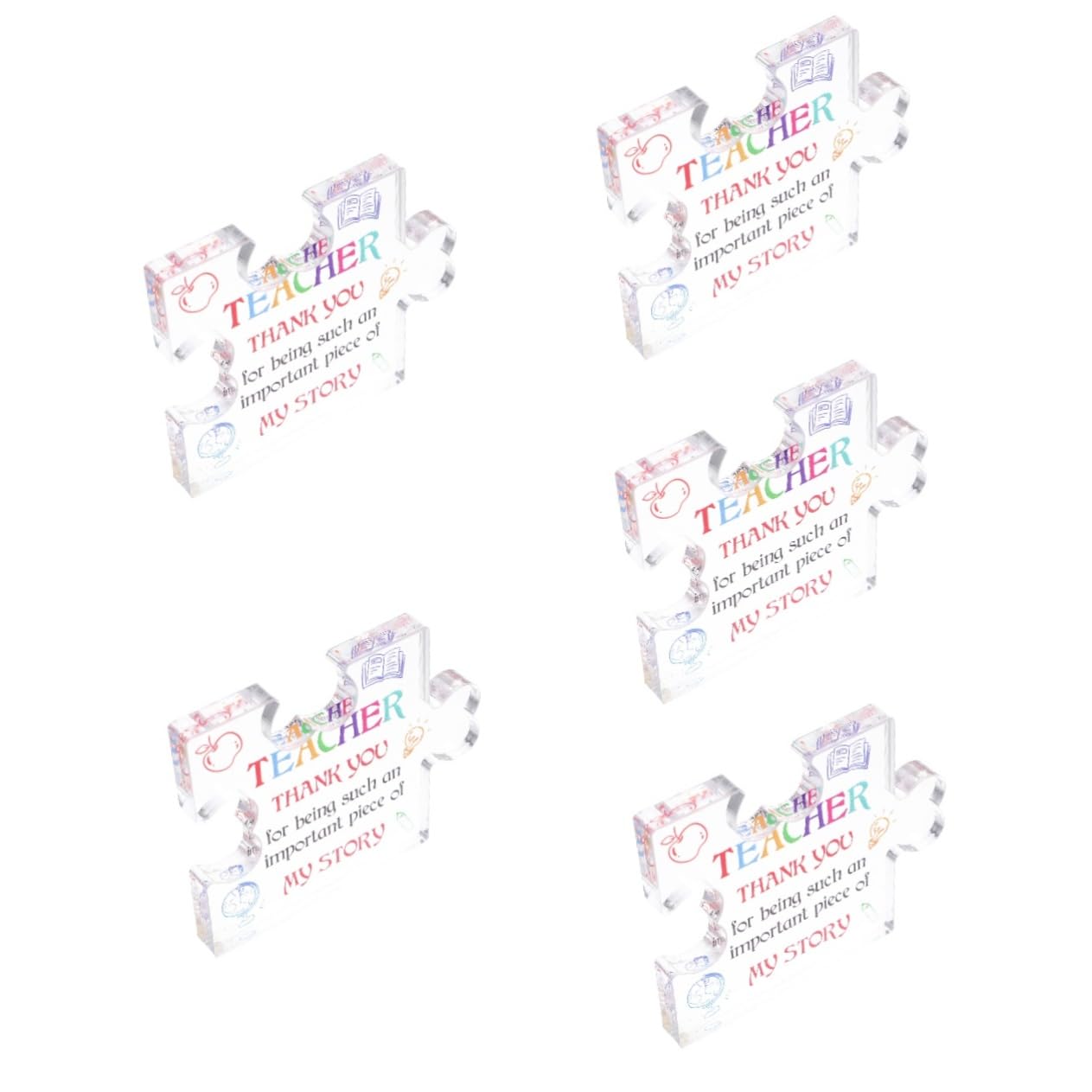 STOBOK 5-Piece Acrylic Office Decor Set - Teacher Appreciation Signs, Desk Name Plates & Table Decorations for Classroom, School, or Home Office