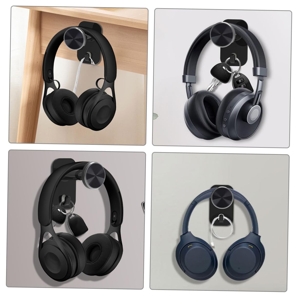 CHILDWEET Plastic Headphone Holder Wall Mount - 2 Pack Black Headphone Hanger for Gaming Headsets & Over-Ear Headphones - Perfect for Desk, Office, and Gaming Setup Organization