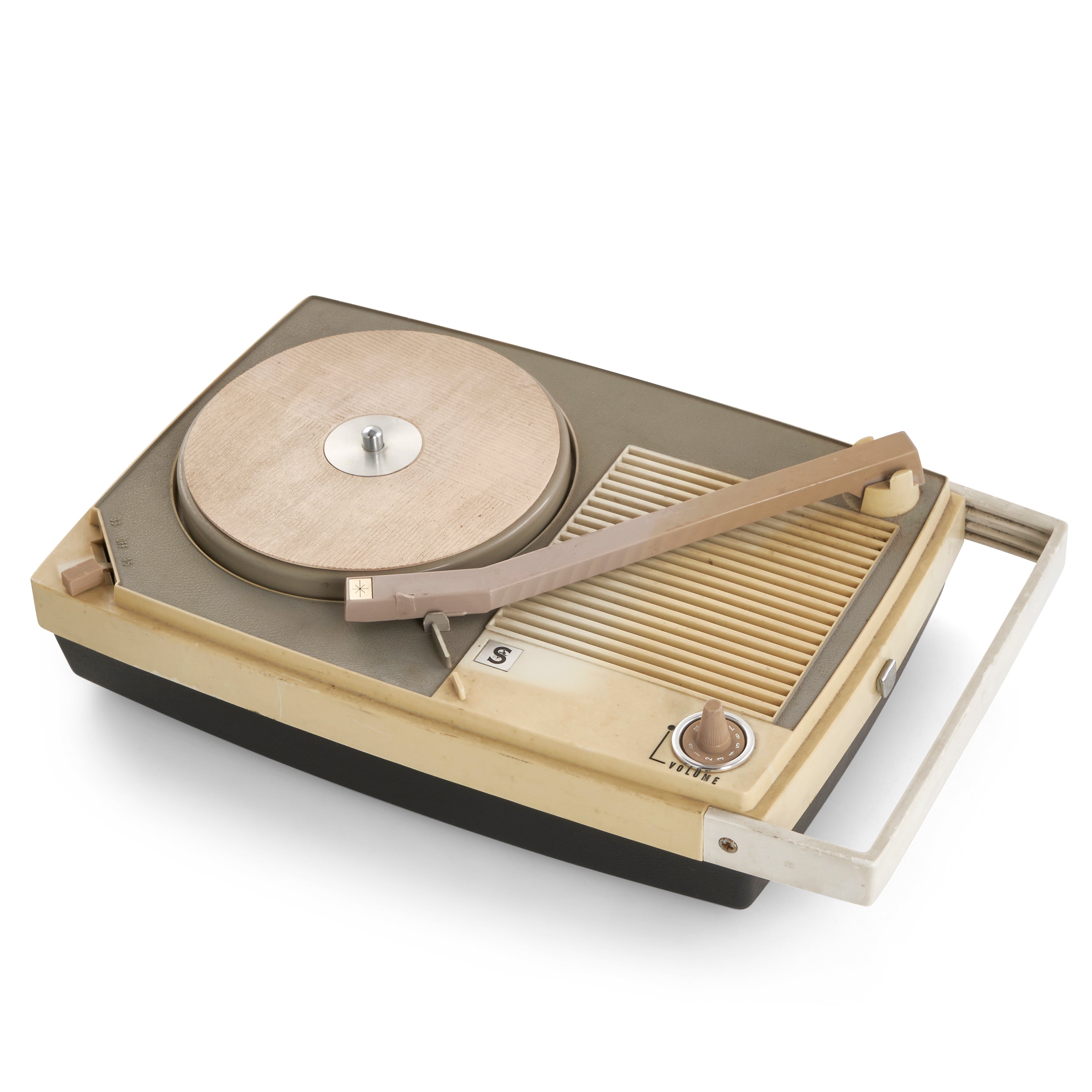 Vintage Beige Portable Bluetooth Turntable with Built-in Speakers - Wireless Vinyl Record Player for Home, Office & Outdoor Use