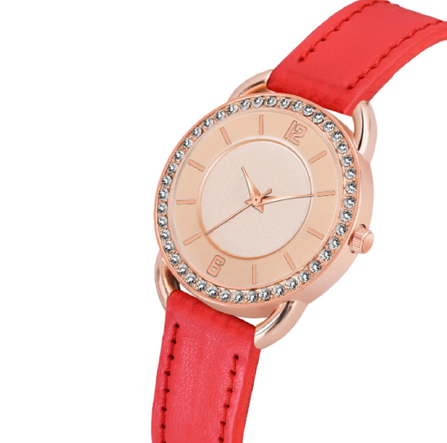 KIROH New 6 to 12 CDM Dial Analog Watch for Women & Girls - Pink Leather Strap | Perfect for School, Office & Casual Wear