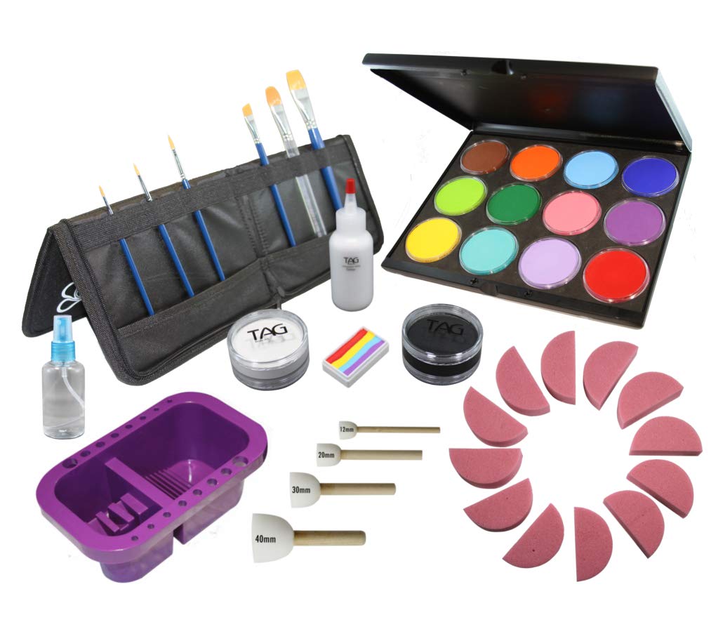 Professional Face Paint Starter Kit for Kids & Adults - 12 Vibrant Colors, Safe & Non-Toxic - Perfect for Halloween, Cosplay, Birthday Parties & Face Painting Events