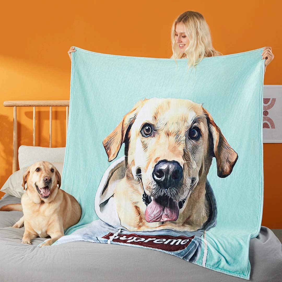 Custom Photo Blanket for Dogs - Personalized Pet Portrait Blanket 30x40 Inches - Unique Christmas, Birthday & New Year Gift for Dog Lovers, Cat Owners, Pet Parents - Cozy Throw for Home, Office & Travel