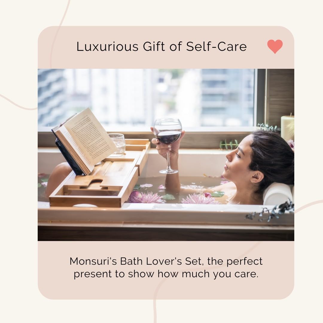 Luxury Spa Gift Set for Women - Bamboo Bathtub Tray, Bath Pillow, Bath Bombs & Salts - Perfect Relaxation Gifts for Mom, Wife, Her - Ideal for Self Care, Birthday, Anniversary & Spa Day at Home