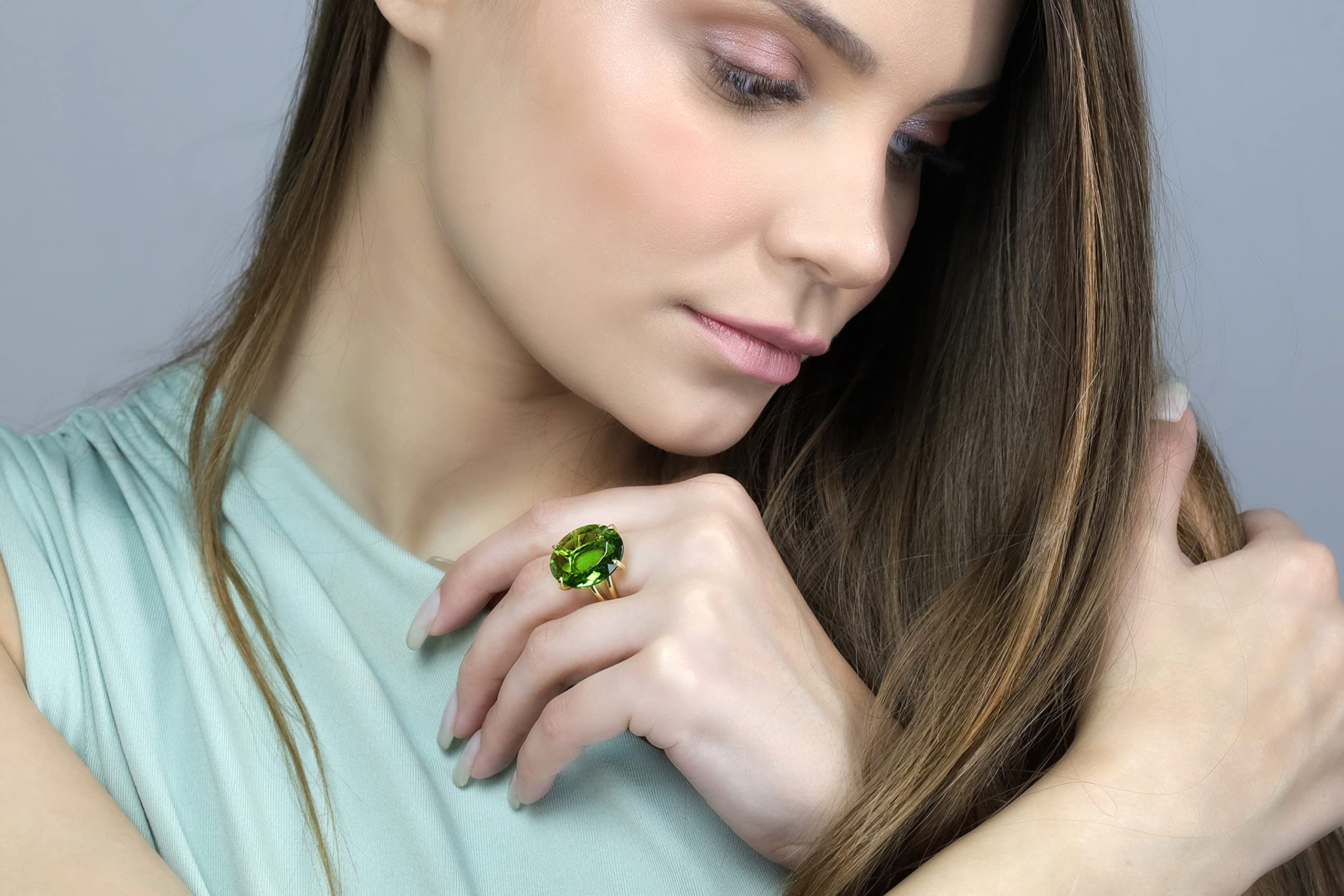 14k Rose Gold Filled Peridot Ring for Women | Handcrafted August Birthstone Jewelry | Elegant Simple & Statement Ring | Perfect Gift for Anniversary, Birthday & Special Occasions | Comes with Jewelry Box
