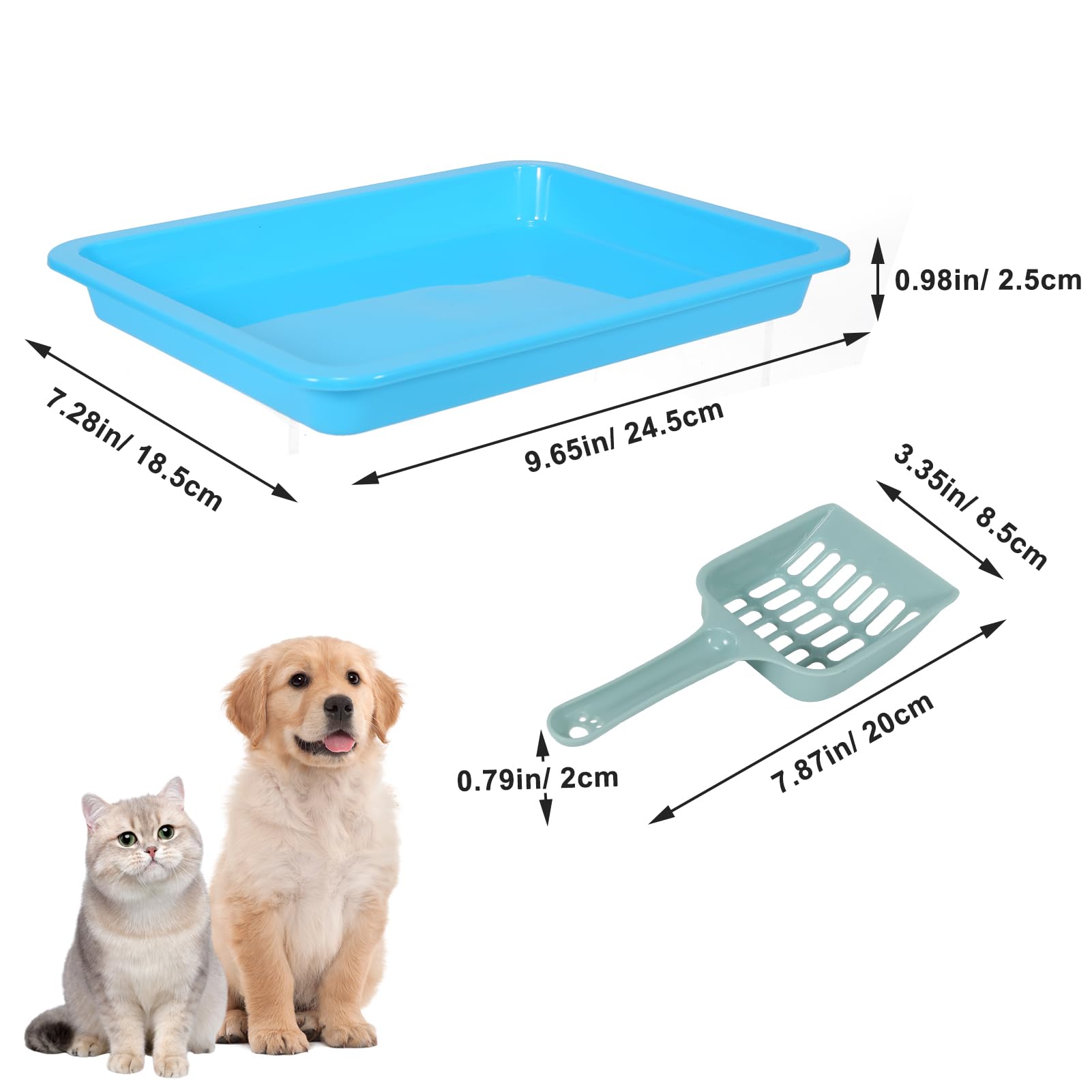 6-Piece Low-Entry Kitten Litter Box Set with Scooper - Portable Shallow Litter Pan for Small Cats, Kittens, Hamsters & Rabbits - Travel-Friendly Pet Toilet (6 Color Options) - Perfect for Home, Travel & Small Space Living
