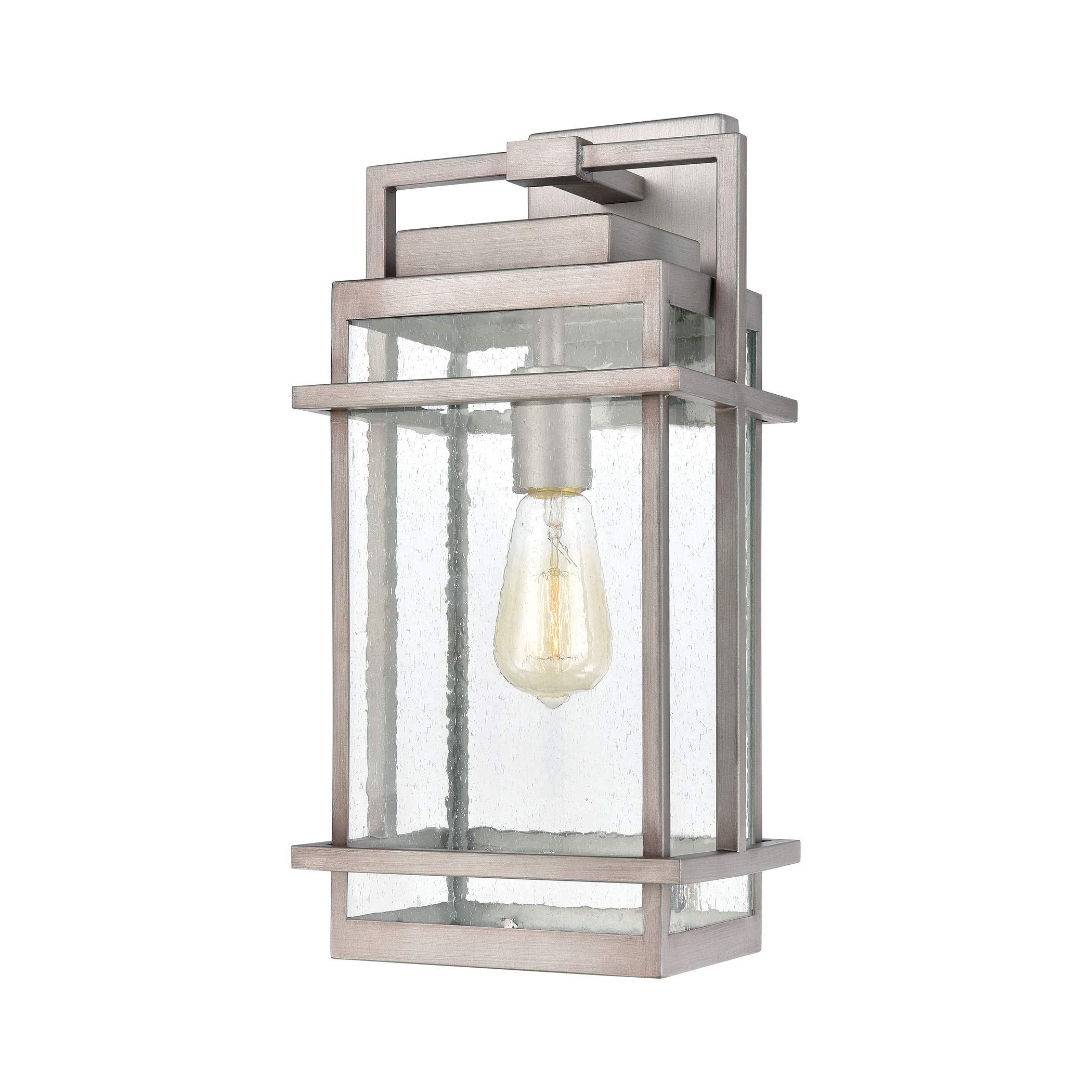 Breckenridge 1-Light Wall Sconce in Weathered Zinc Finish with Seedy Glass Shade - Perfect for Bedroom, Hallway, and Entryway Lighting