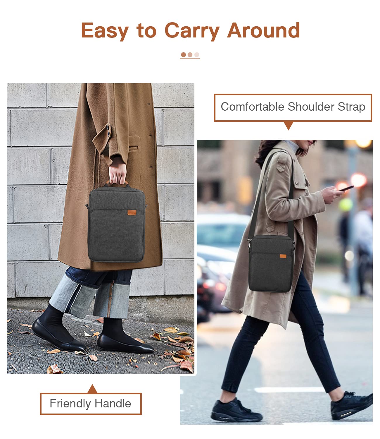 MoKo 9-11 Inch Tablet Sleeve Case with Handle & Adjustable Shoulder Strap - Compatible with iPad Pro 11