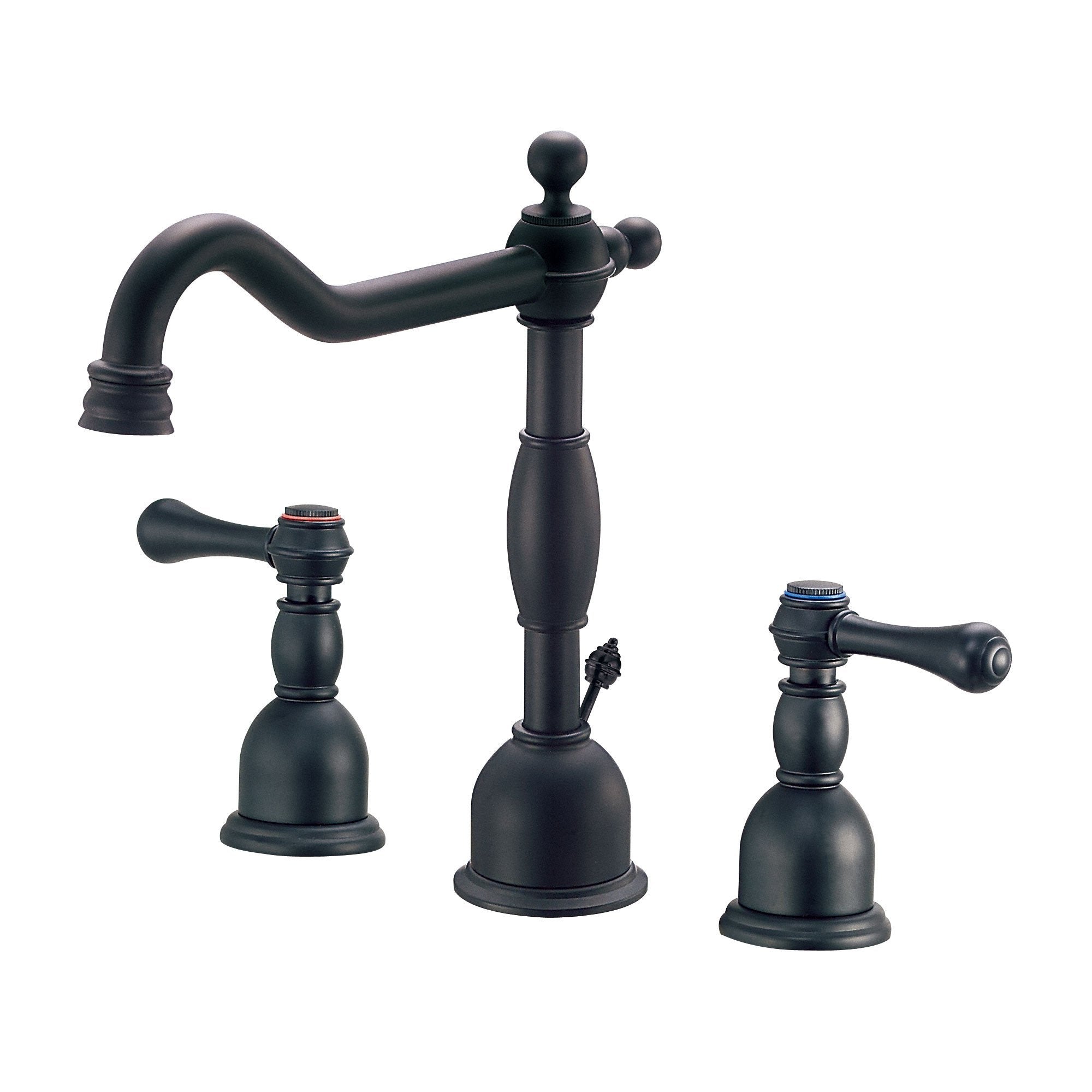Danze Opulence Satin Black Traditional Widespread Bathroom Sink Faucet - Elegant Waterfall Spout for Modern Vanity & Powder Room Decor