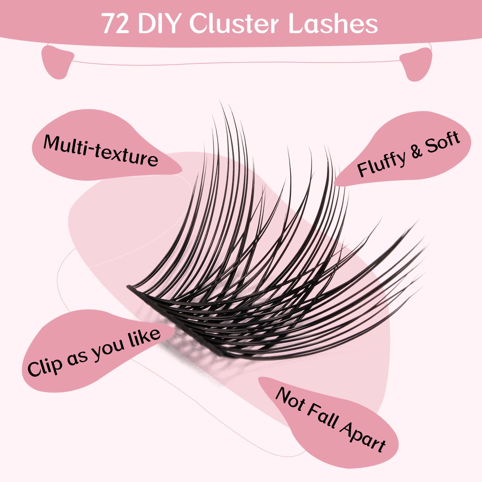 72 Pcs Cluster Lashes - Natural DIY Eyelash Extensions with Super Thin Band, Reusable Soft & Comfortable Individual Lashes (Natural-C-8-16 Mix) for Daily Wear, Special Occasions & Professional Makeup Looks
