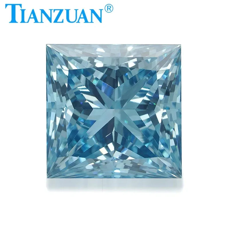2.4ct Lab Grown CVD Diamond - Square Fancy Vivid Blue VS1 3EX Loose Gemstone Bead with GEMID Certification | Perfect for Engagement Rings, Jewelry Making & Luxury Gifts