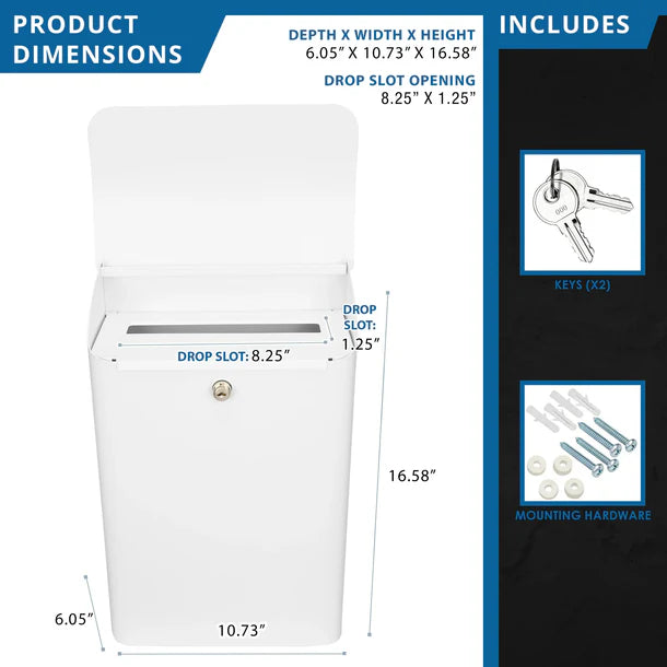Barska CB14074 Secure Wall Mount Mail Drop Box with Top Opening - Perfect for Home, Office, and Apartment Mail Security