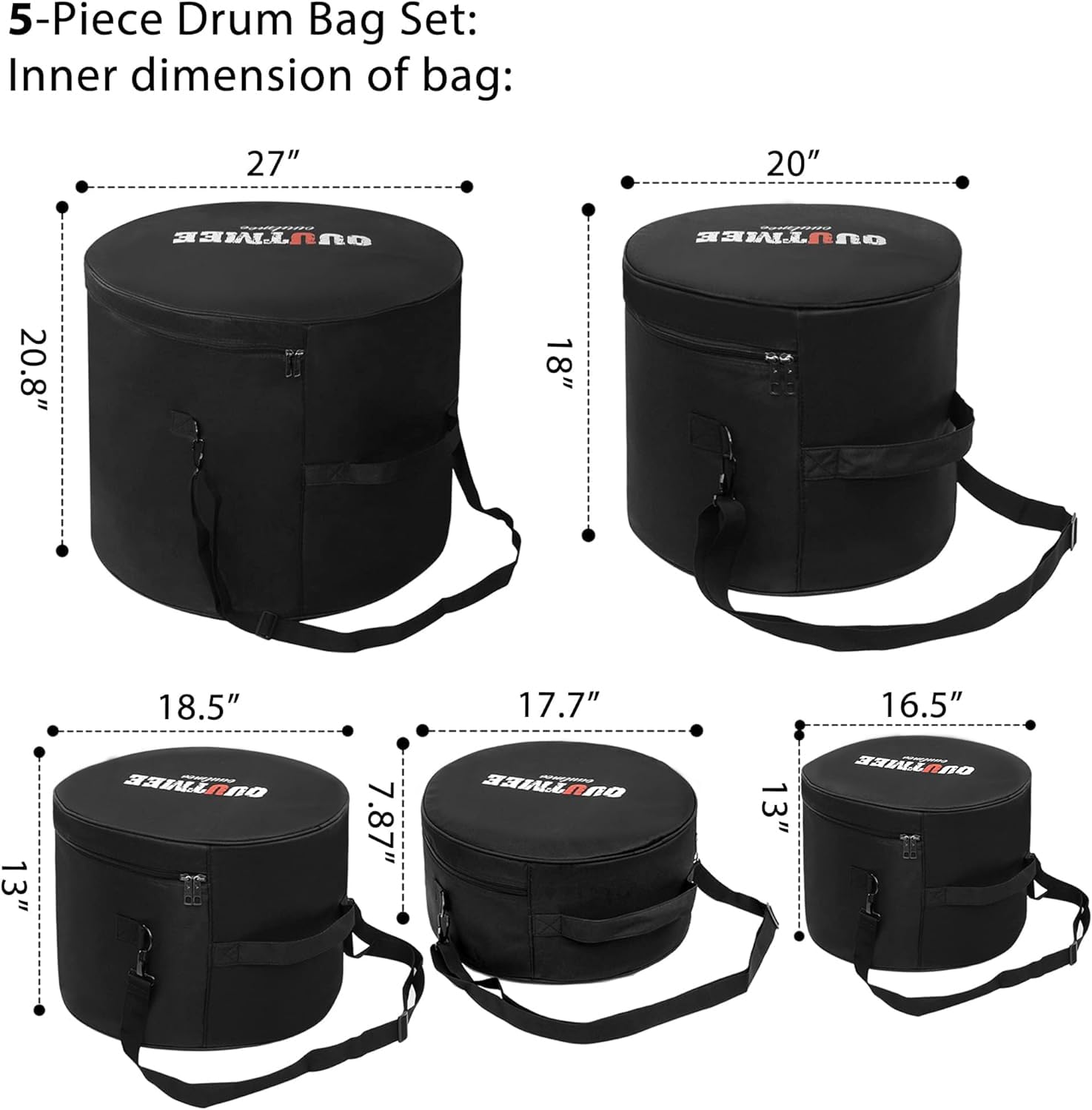 5-Piece Drum Bag Set for 12
