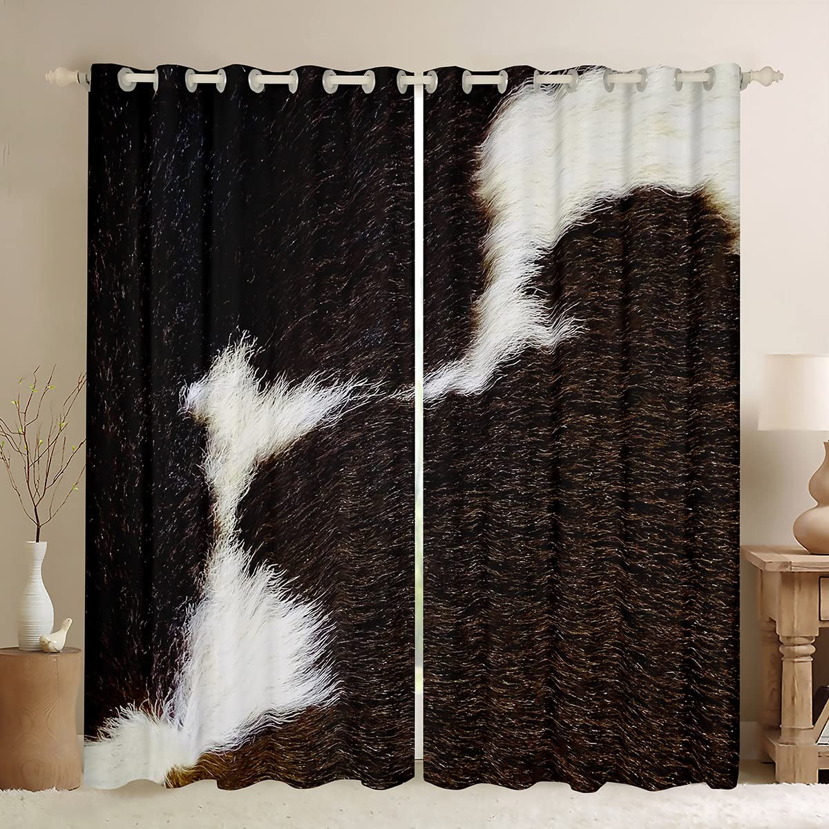 Black & White Cowhide Print Curtains - 52