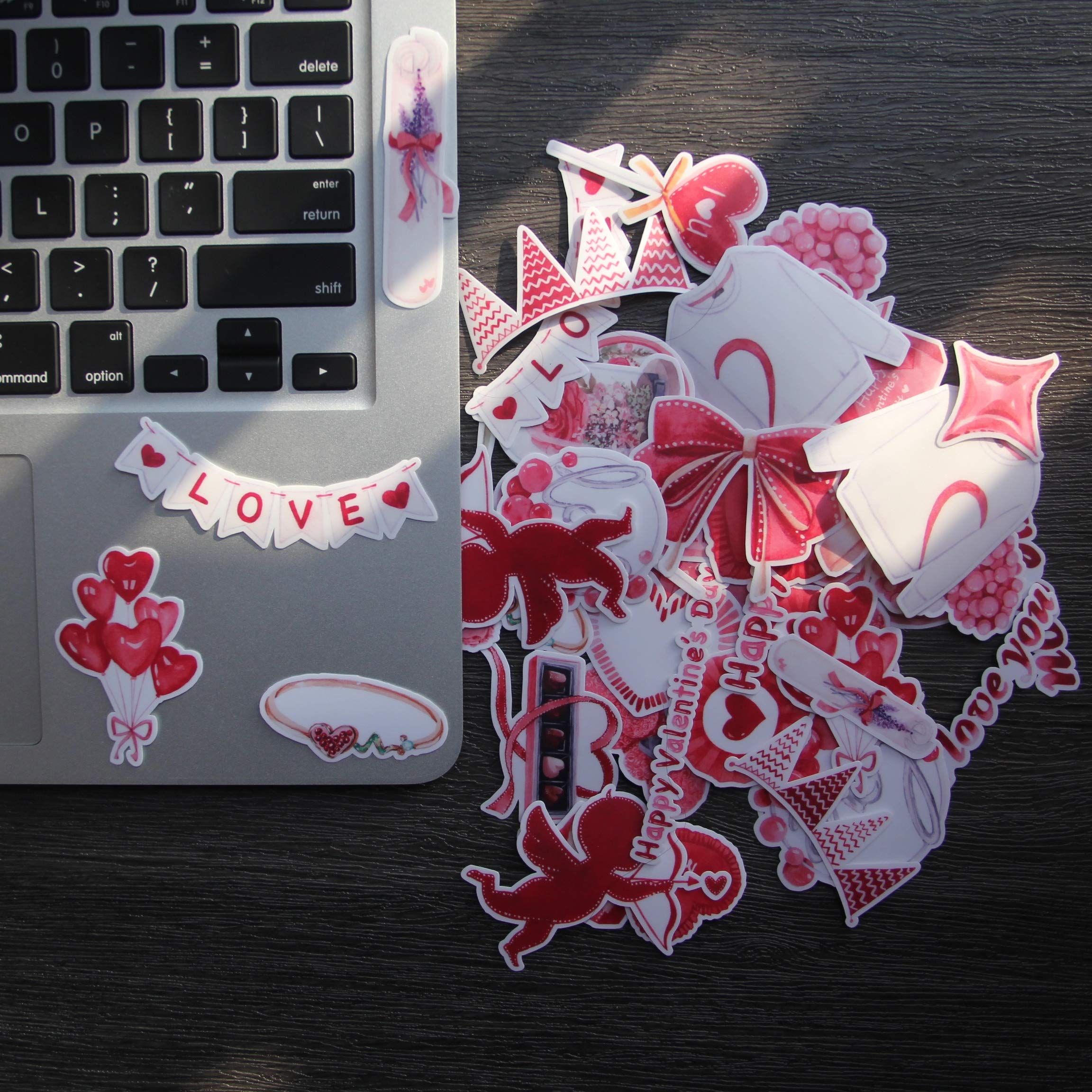 56pcs Waterproof Valentine's Day Stickers - Sweet Love Romantic Vinyl Decals for Scrapbooking, Laptop, Water Bottle, Journaling | Perfect for DIY Crafts, Gift Wrapping & Personalized Decorations