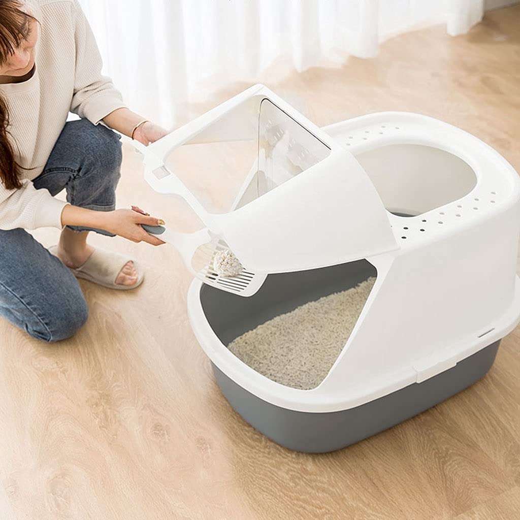 Enclosed Cat Litter Box with Top Entry - Large Splash-Proof Design, Odor Control & Detachable Toilet for Kittens - Perfect for Small Spaces & Multi-Cat Homes (Color: Beige)