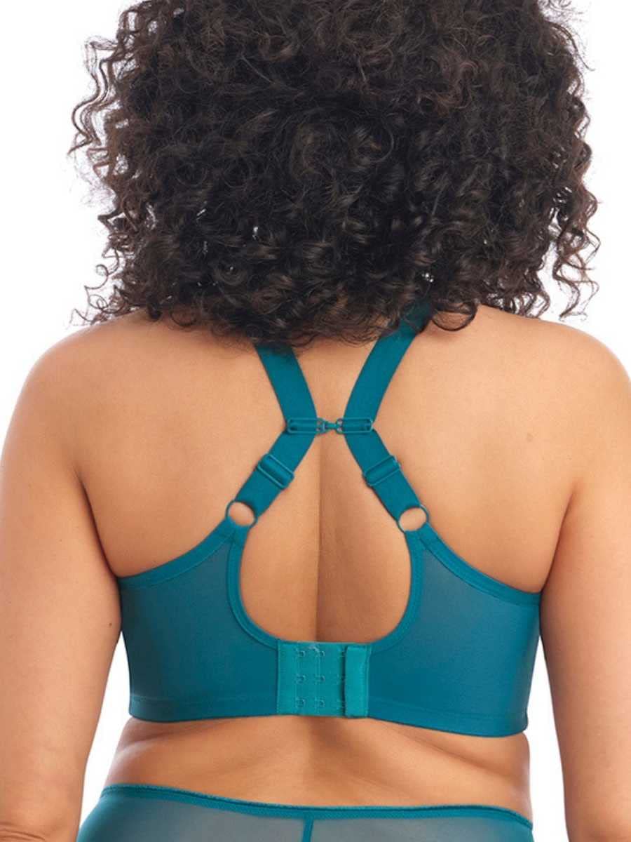 Elomi Women's Matilda Plunge Bra - DD+ Size, Sheer Mesh Cups with Side Support & Adjustable J-Hook for Racerback | Perfect for Yoga, Workouts & Everyday Comfort