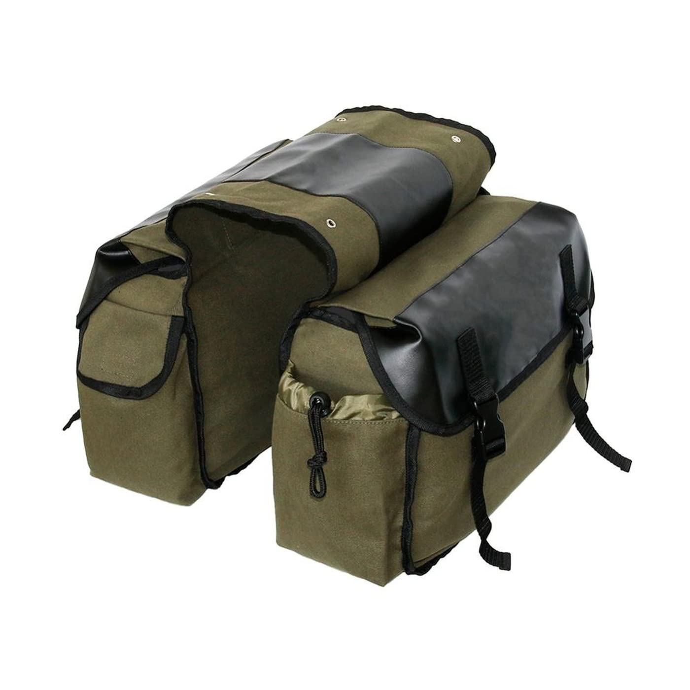 2022 Upgrade Waterproof Motorcycle Saddle Bags - Heavy Duty Canvas Panniers & Side Tool Pouches for Touring Bikes (Green) | Durable Storage for Long Rides, Road Trips & Adventure Motorcycling