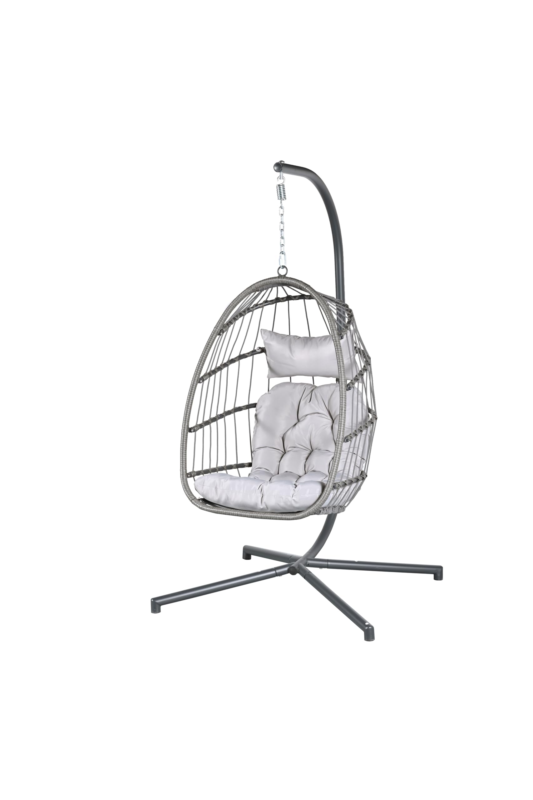 Econohome Hanging Egg Chair with Stand - Indoor/Outdoor Swing Hammock Chair with Plush Washable Cushions, 350LBS Weight Capacity - Perfect for Bedroom, Balcony, Garden, Patio Relaxation & Boho Home Decor