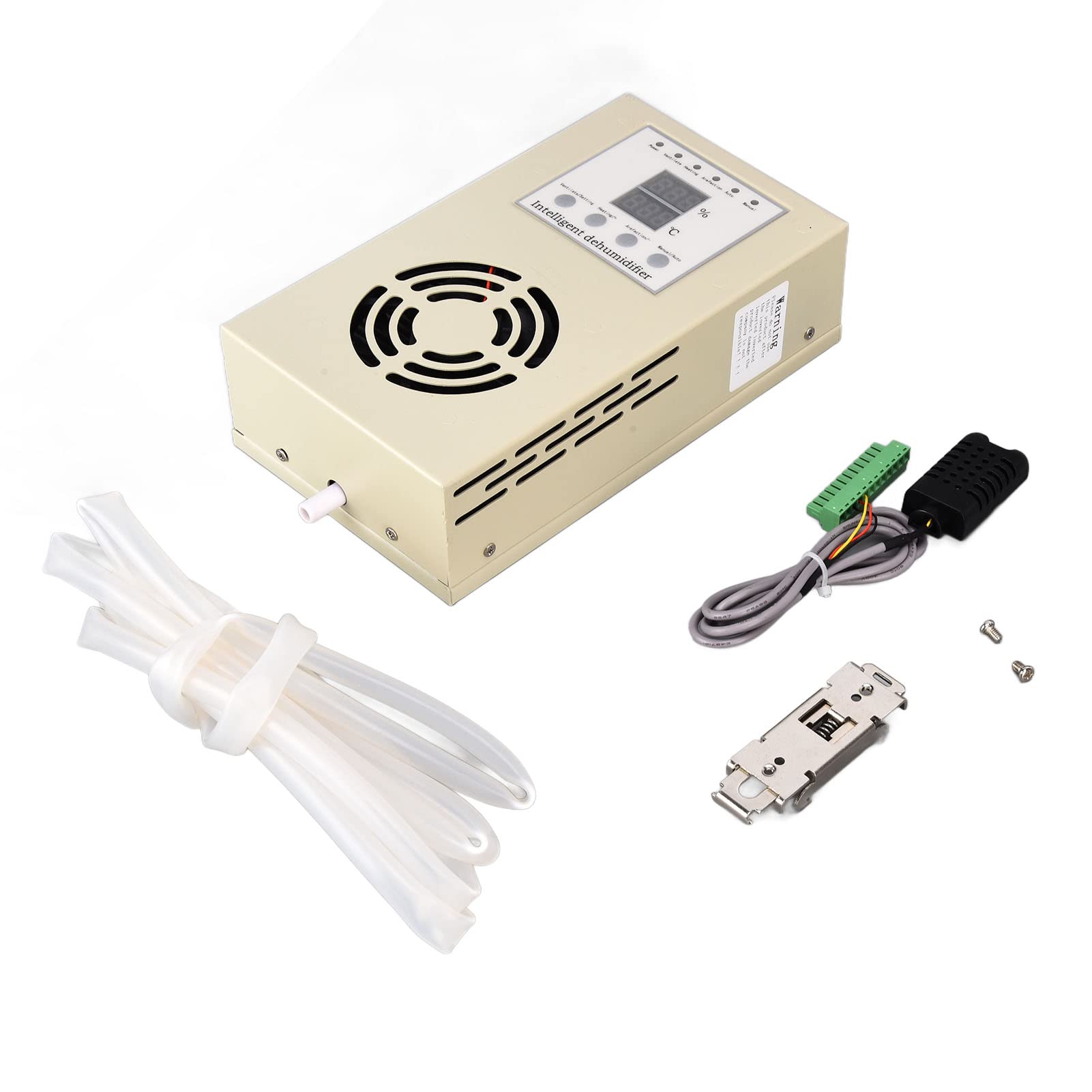 Closet Dehumidifier with Drainage - Fully Functional Fan-Type Dehumidification Device with Temperature Probe for Control Cabinets & Furniture | Perfect for Basements, Wardrobes, Storage Rooms & Electronic Cabinets