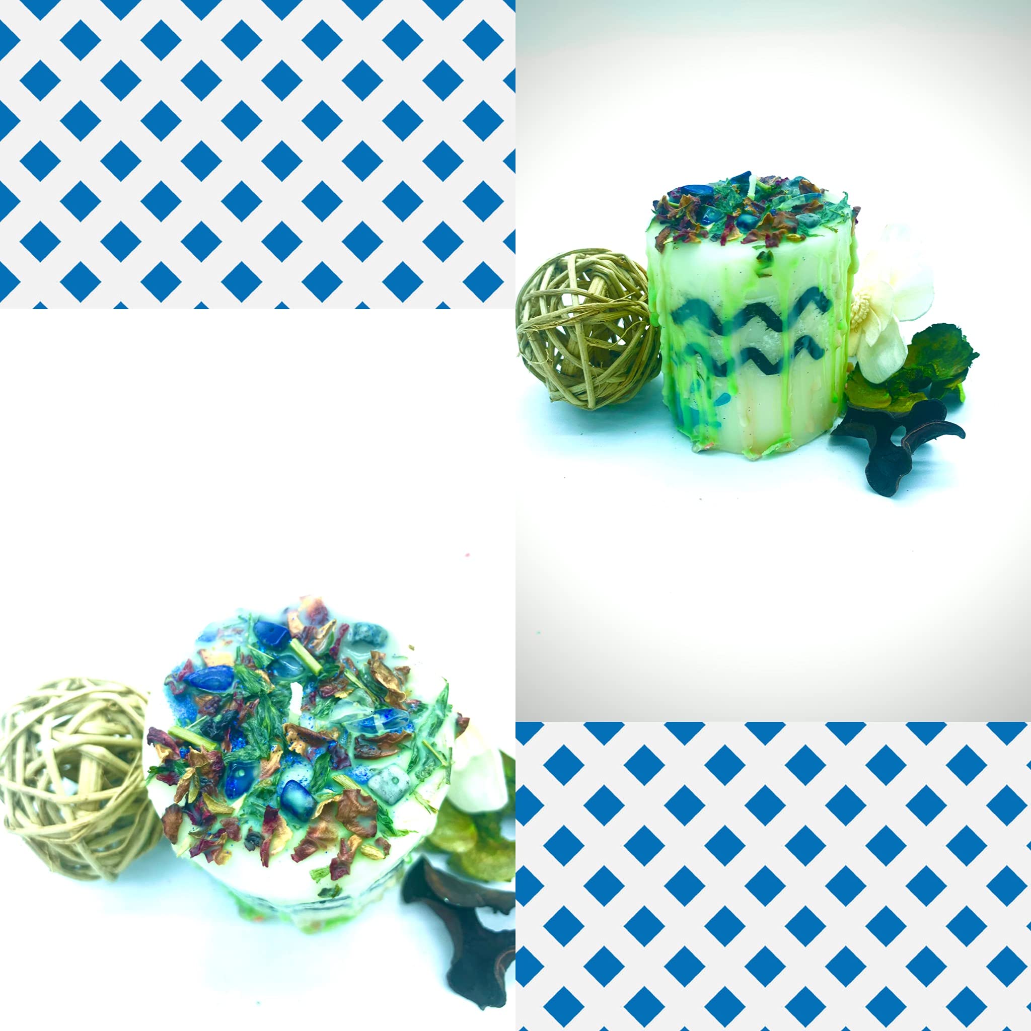 Zodiac Cancer Manifestation Candle with Crystals & Herbs for Spiritual Rituals