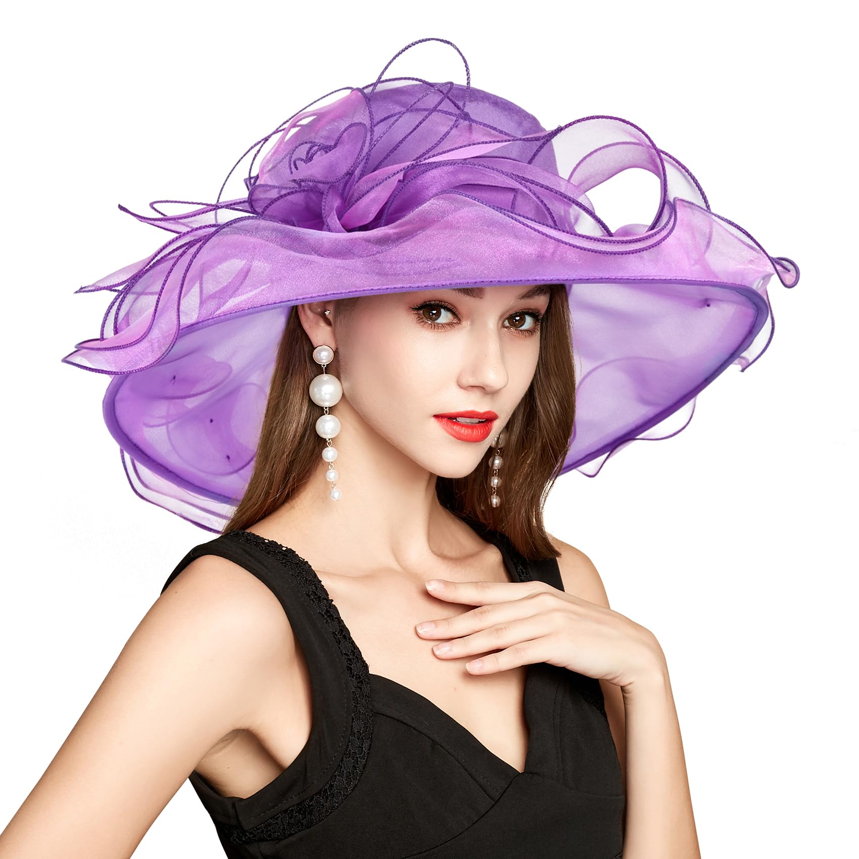 2025 Kentucky Derby Hats for Women - Elegant Organza Fascinator with UV Protection for Church, Tea Party & Wedding | Sun Hat for Outdoor Events & Garden Parties