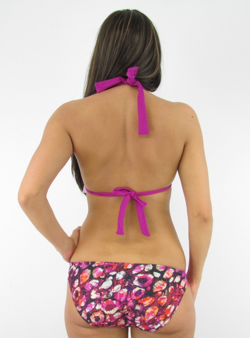 Rebecca Virtue Becca Beach Reversible Floral Bikini Top - Purple Medium | Sexy Swimwear for Women | Perfect for Pool Parties, Beach Vacations & Summer Getaways