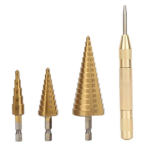 High Hardness Step Drill Bit Set - Multi-Size Titanium Coated Drill Head for Metal, Wood & Plastic | Perfect for DIY, Construction & Automotive Repairs
