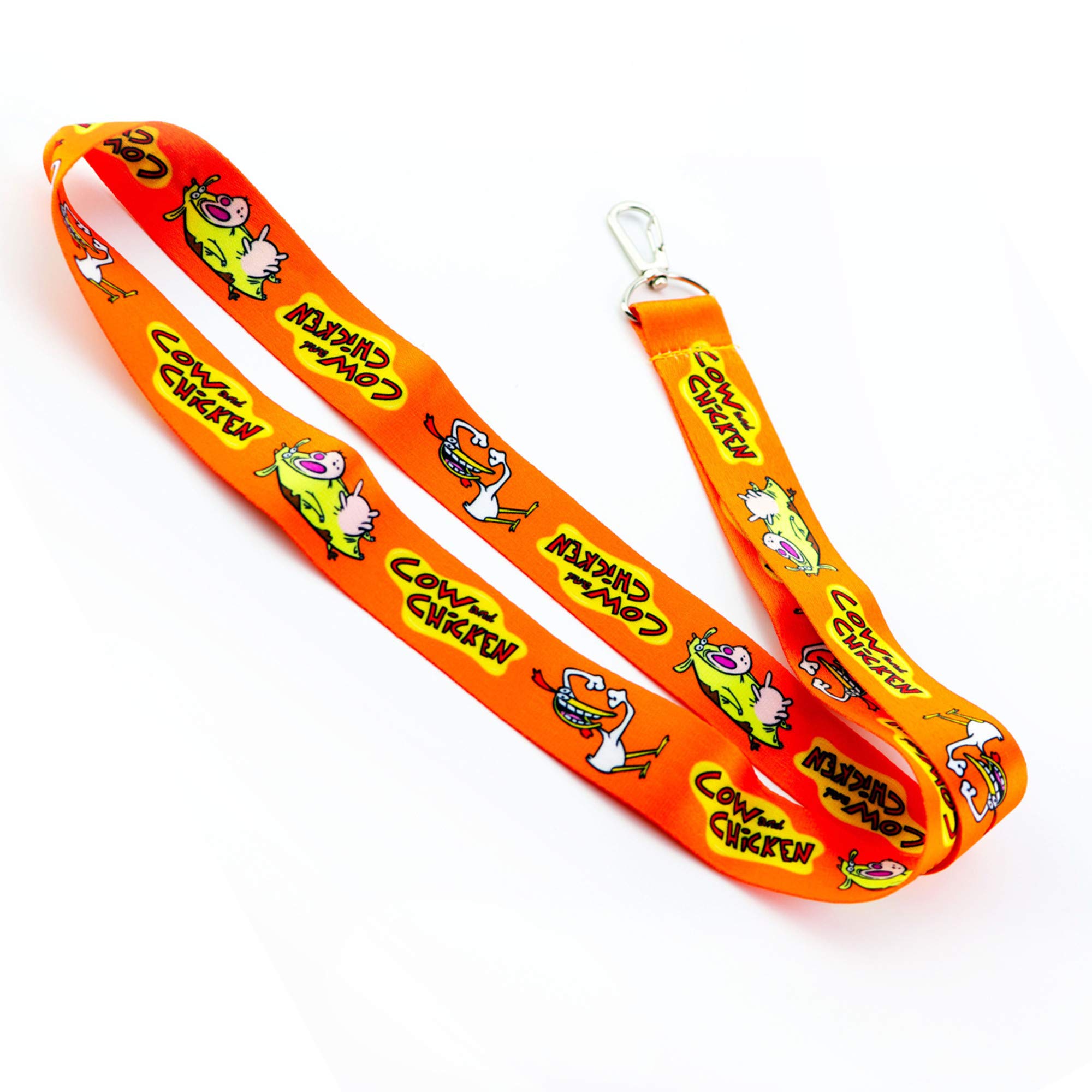 90s Cartoon Keychain Lanyard - Cow & Chicken Keyring for ID Badges | Office & School Use