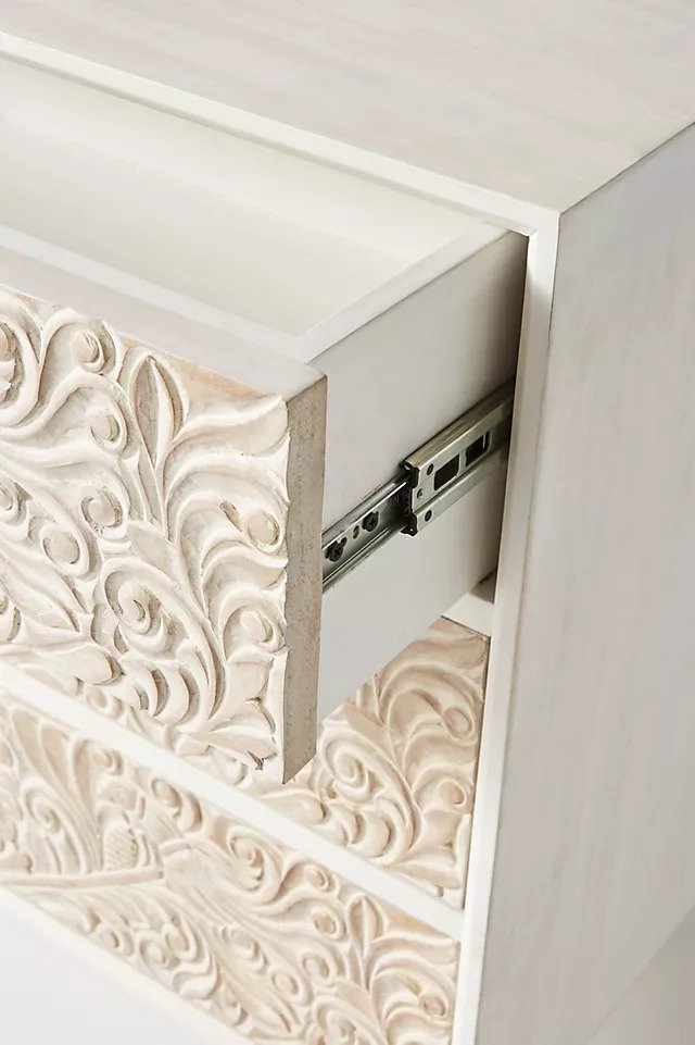 Hand Carved Gulliver Three Drawer Wooden Dresser - Modern Solid Wood Bedroom Chest of Drawers for Storage & Organization | Perfect for Bedroom, Nursery, or Guest Room Furniture