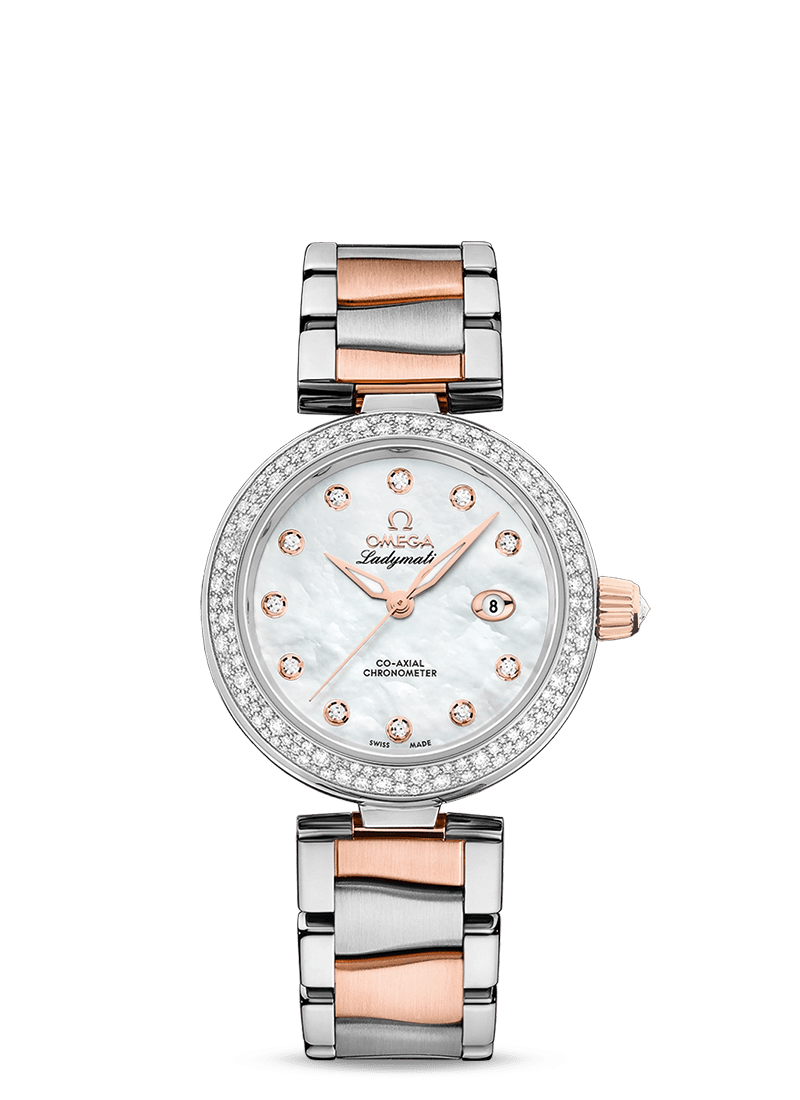 Omega De Ville Co-Axial Master Chronometer Ladies Watch - Stainless Steel & 18K Sedna™ Gold with Diamonds - Luxury Dress Watch for Women, Perfect for Formal Events & Special Occasions