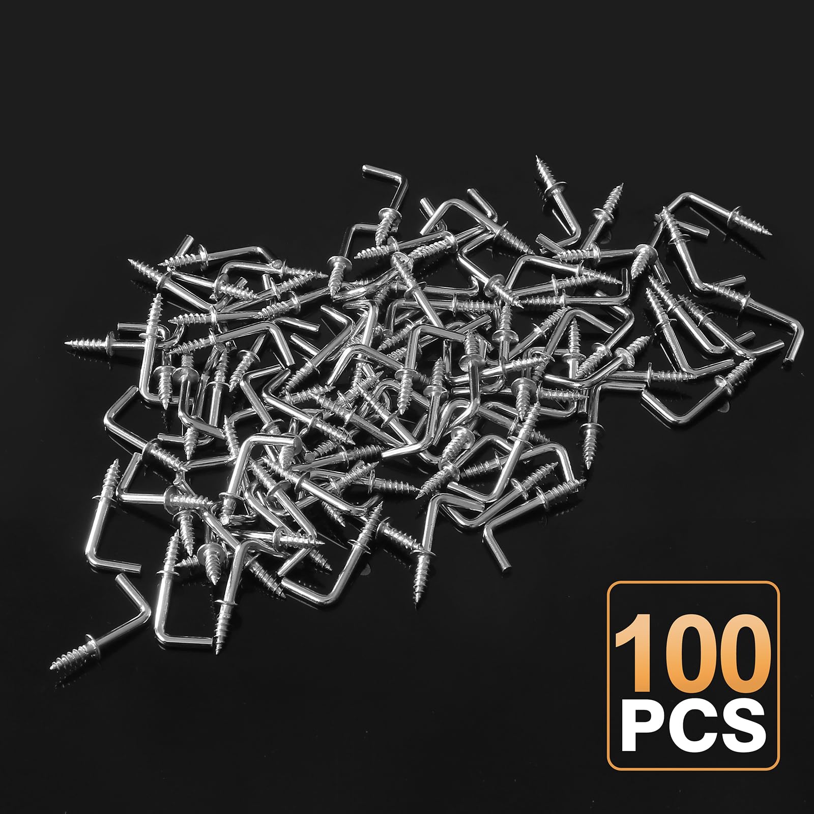 100Pcs Silver L Hooks - 1/2 Inch Small L Shaped Screw Hooks, Right Angle Square Bend Hanging Hooks for Wall Decor, Keys, Plants & DIY Projects - Durable Metal Hooks for Home & Office Organization