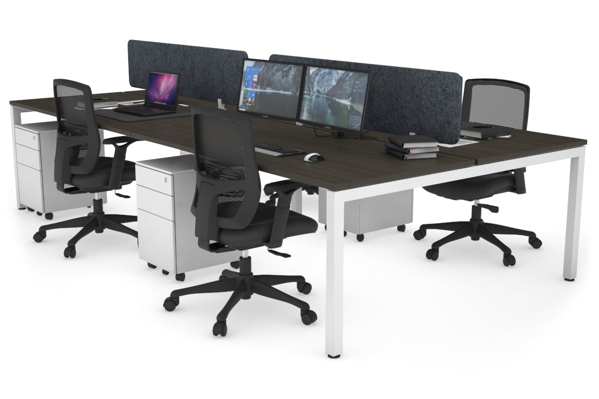 4-Person Office Workstation with Quadro Square Legs - 1800L x 800W Desk with Cable Management Scallop | Perfect for Collaborative Workspaces & Open Office Environments