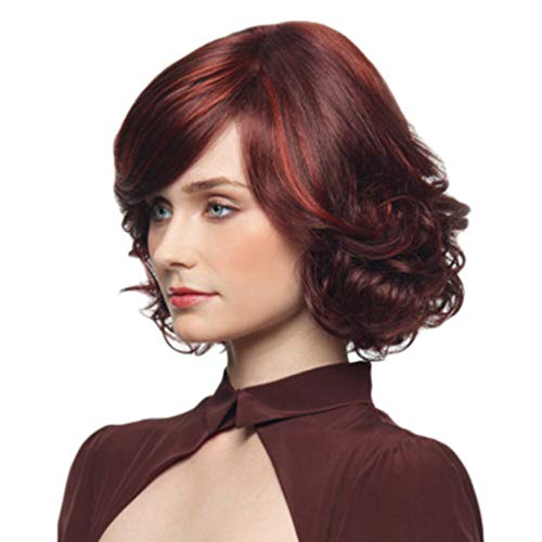 Stylish Curly Red Synthetic Wig for Women - Fashionable Wine Color Short Wig with Natural Look | Perfect for Cosplay, Parties & Daily Wear