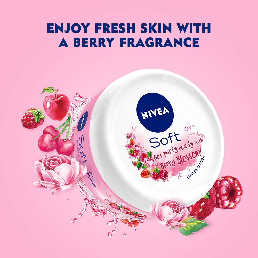 NIVEA Soft Light Moisturizing Cream with Berry Blossom - 100ml Hydrating Face Cream for Dry & Sensitive Skin | NIVEA Milk Delights Rosewater Face Wash for Sensitive Skin - 100ml Gentle Cleanser | Daily Skincare Routine for Soft, Glowing Skin
