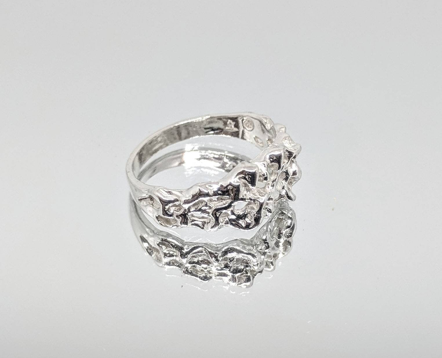14K Gold or Sterling Silver Nugget Freeform Ring - Size 7 DIY Jewelry Making, Fashion Statement Ring for Women - Perfect for Boho Style, Gift Giving & Everyday Wear