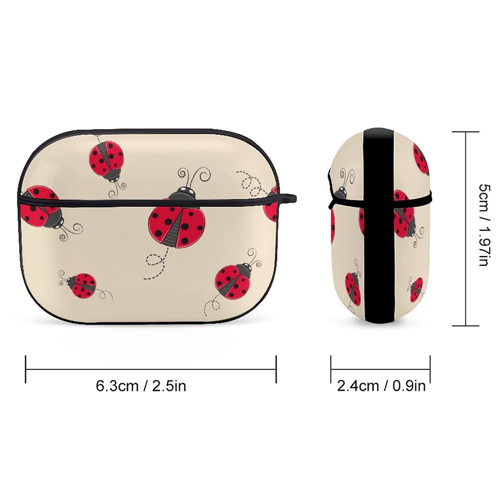 Cute Red Ladybug Cartoon AirPods Pro Case Cover with Keychain - Shockproof Protective Wireless Charging Headphone Accessories for Men & Women - Perfect for Travel, Work, and Daily Use