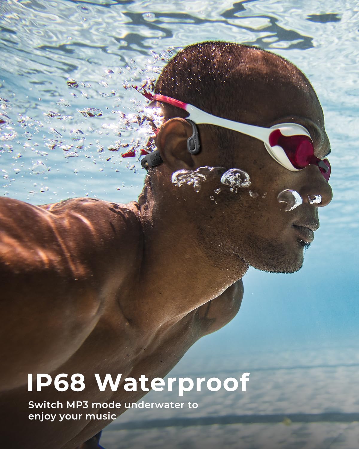 Bone Conduction Headphones for Swimming - IP68 Waterproof Wireless Bluetooth 5.3 Headset with 32GB MP3 Player | Open Ear Sports Earphones for Swimming, Running, Cycling & Workout | Perfect for Pool, Gym & Outdoor Activities