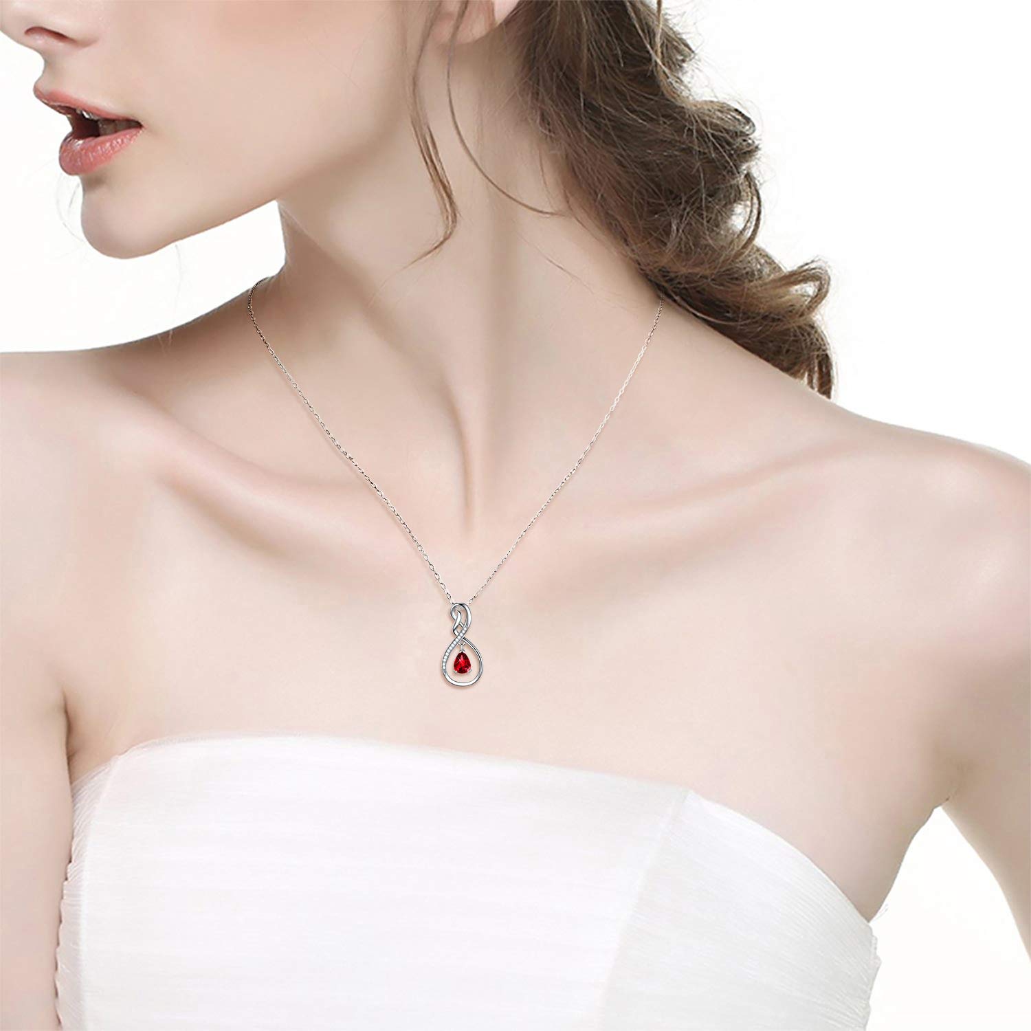 Forever Love Infinity Necklace for Women - April & May Birthstone Jewelry with Simulated Diamond & Emerald - 925 Sterling Silver Necklace Gift for Wife, Mom, Her | Perfect for Birthday, Anniversary & Special Occasions