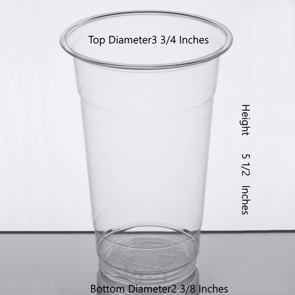 4U'LIFE 20 oz Clear PET Plastic Cold Drink Cups with Flat Lids & Straw Slots - 16-Pack Set for Iced Coffee, Smoothies, Bubble Tea, and Party Beverages