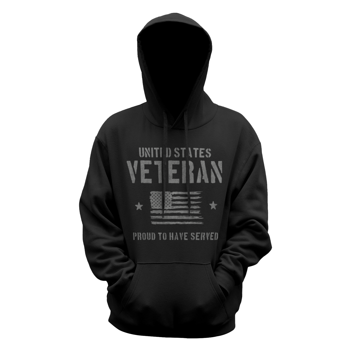 US Veteran Black Hoodie - Premium Cotton Pullover for Men & Women - Perfect for Military Apparel, Patriotic Gifts & Casual Wear