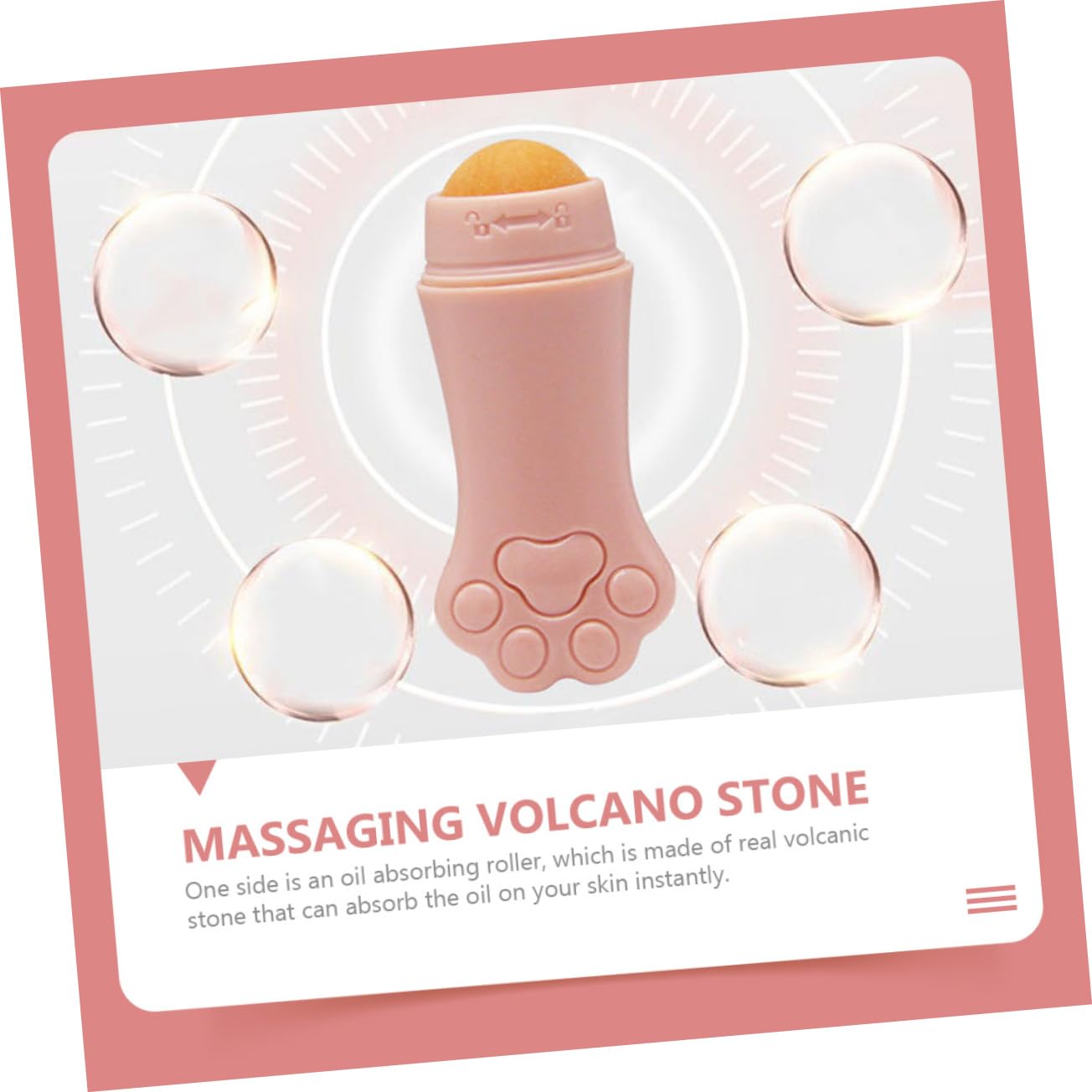 NOLITOY Volcanic Stone Oil-Absorbing Ball - Pink Facial Roller for Oily Skin, Lip Oil Blotting & Massage Tool | Skin Care, Makeup Prep, On-the-Go Shine Control