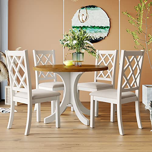 Walnut Table+beige Chair