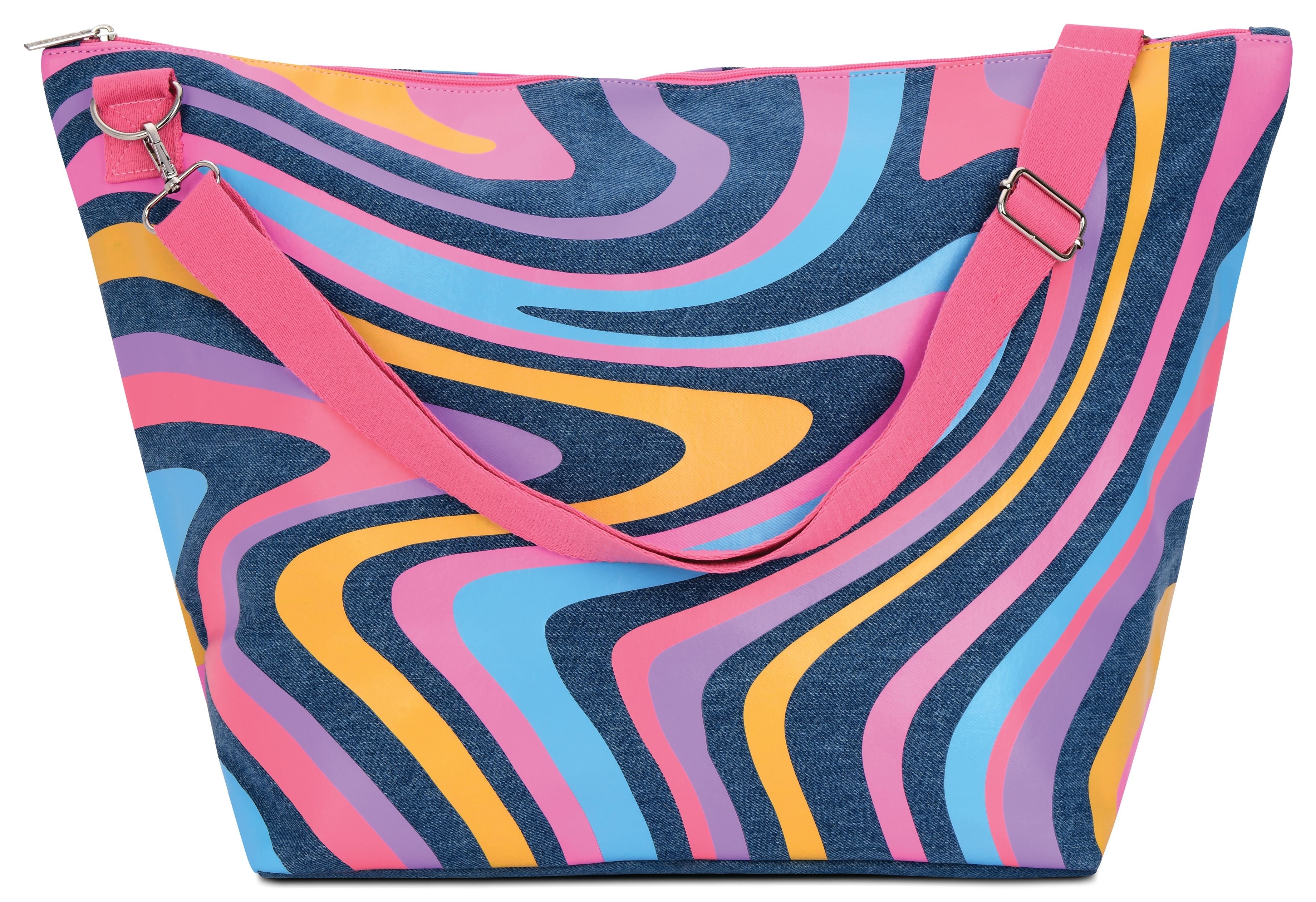 Iscream Color Swirl Denim Weekender Bag - Stylish & Spacious Travel Duffel for Women & Men - Perfect for Weekend Getaways, Gym, Beach & Overnight Trips