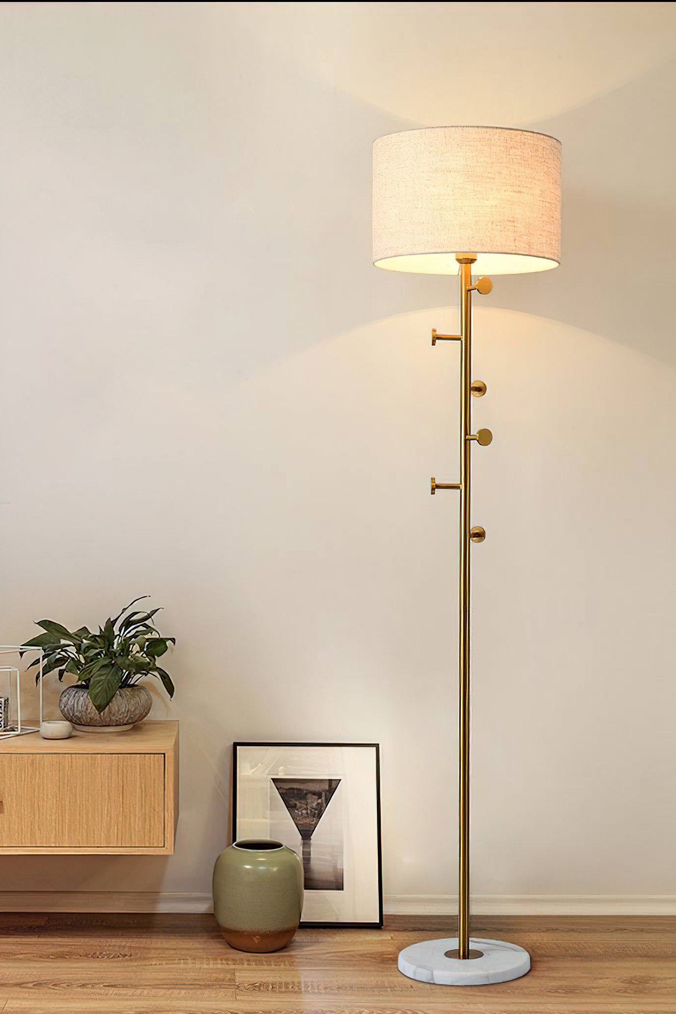 Modern Clothes Rack with Built-in Floor Lamp - Space-Saving Garment Organizer & Ambient Lighting for Bedroom, Living Room or Walk-in Closet