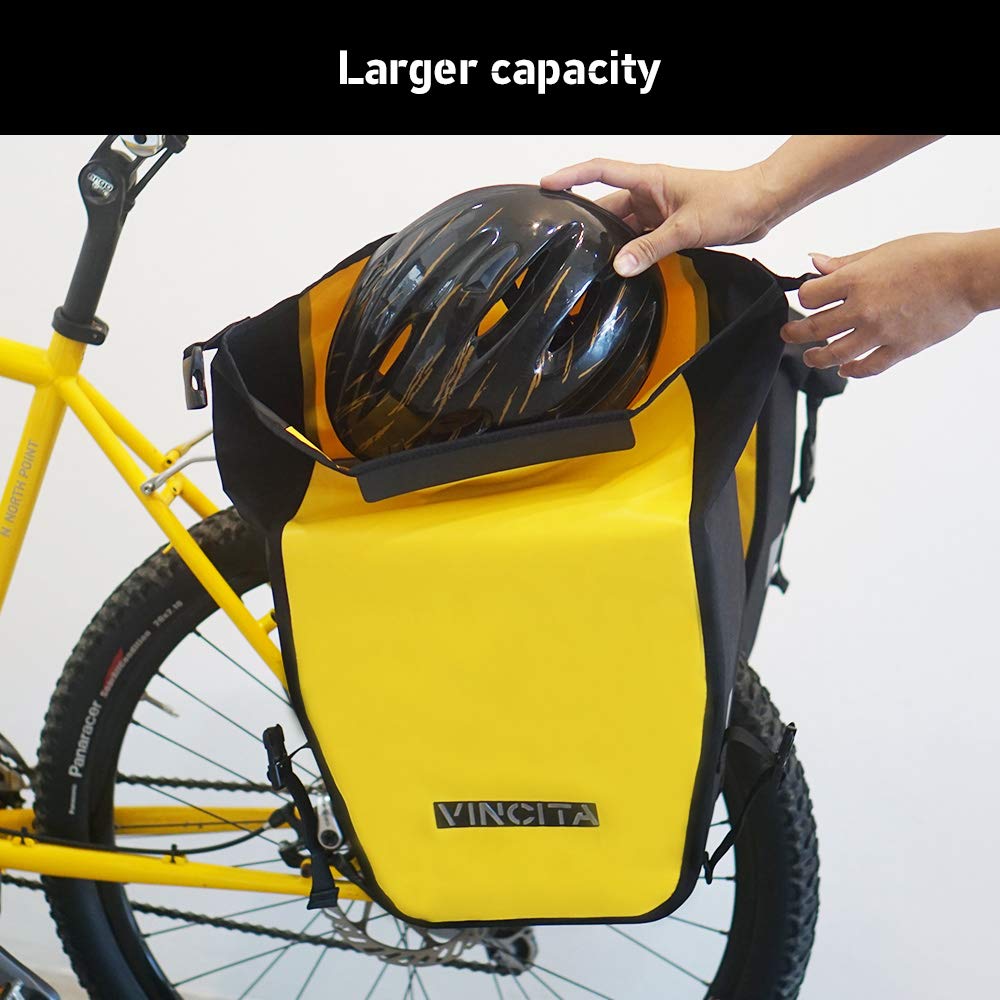 **Vincita Water-Resistant Bike Pannier Bag - Adjustable Quick-Release Clip with Rain Cover - Perfect for Commuting, Grocery Shopping & Outdoor Adventures**
