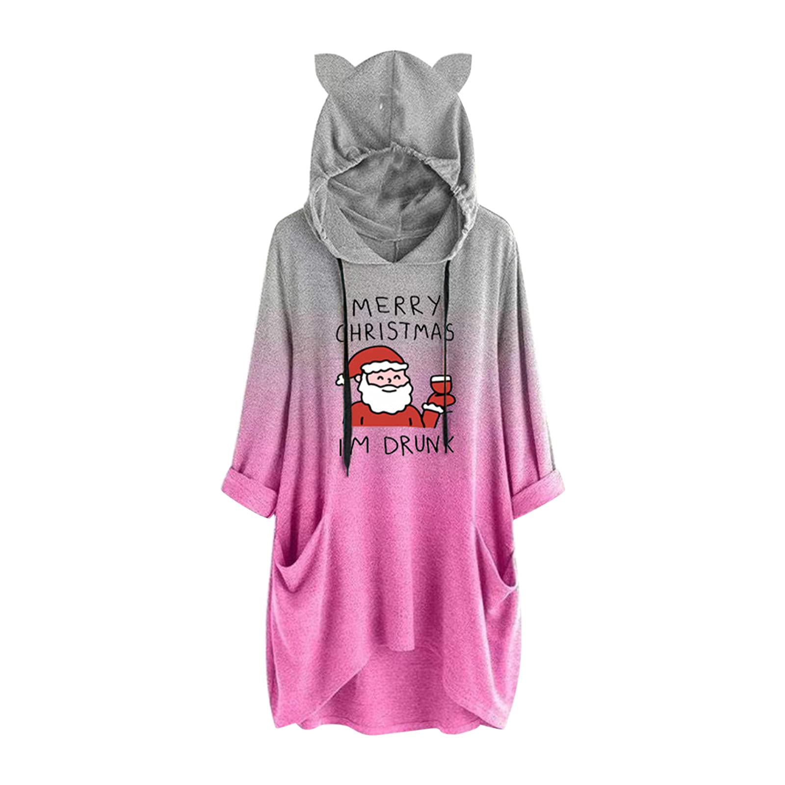 Women's Long Sleeve Christmas Print Pullover Hoodie - Casual Festive Sweatshirt Blouse for Holiday Parties, Gift Giving & Winter Fashion